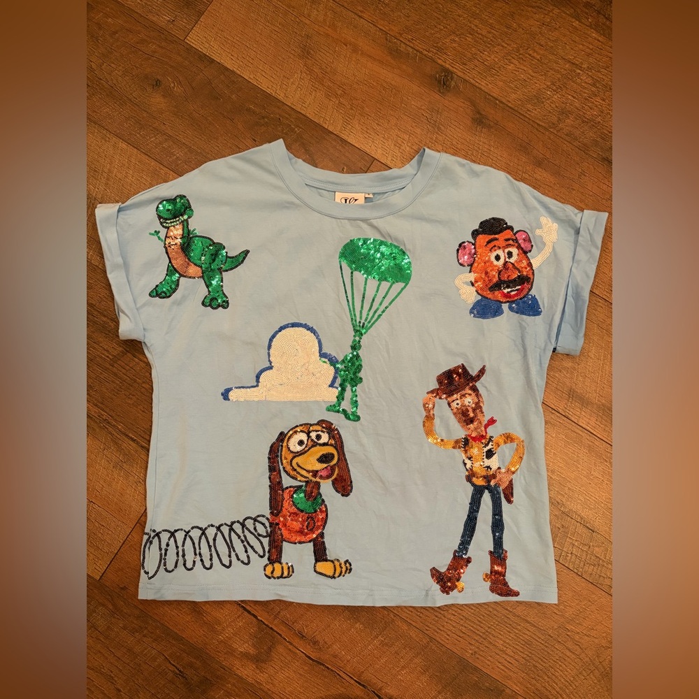 Ellory Kate Clothing- Toy Story sequin shirt WOMENS SIZE S